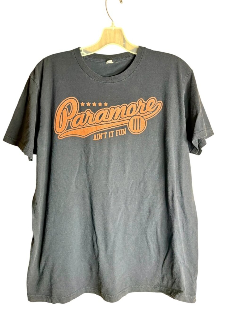 Paramore Ain’t It Fun Graphic Band T-Shirt Faded Black Orange XL